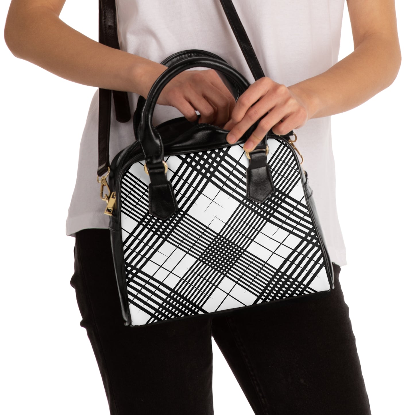 Shoulder Handbag - Plaid