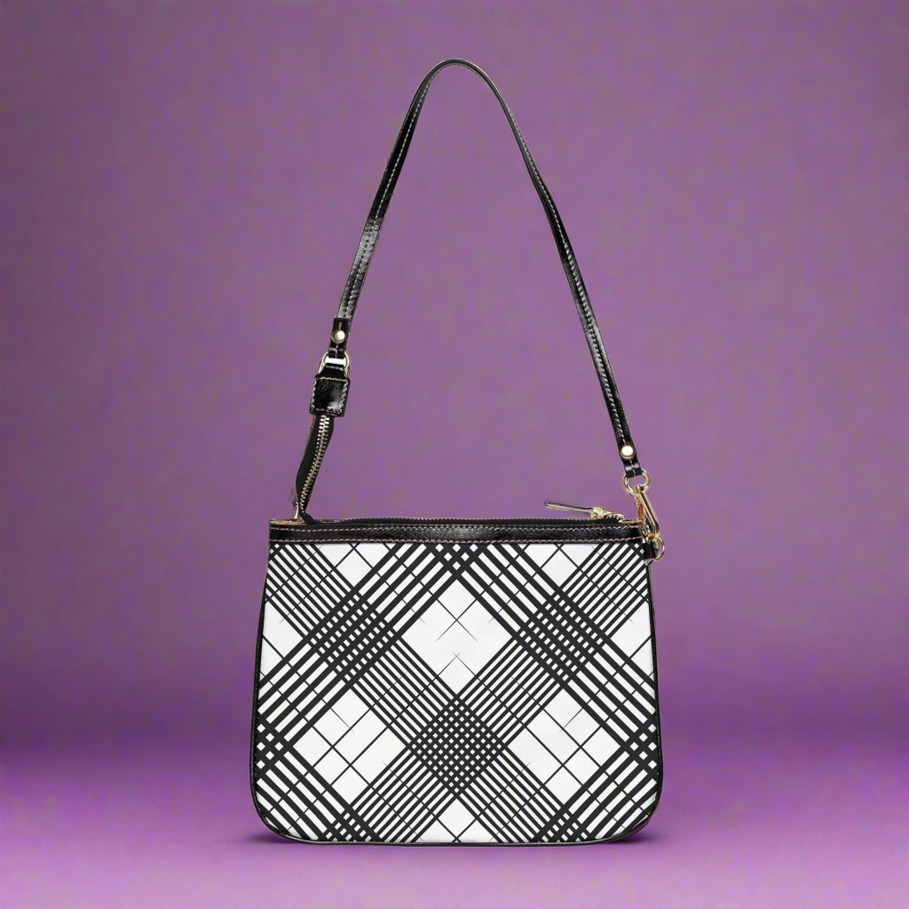 Small Shoulder Bag - Plaid Black and White