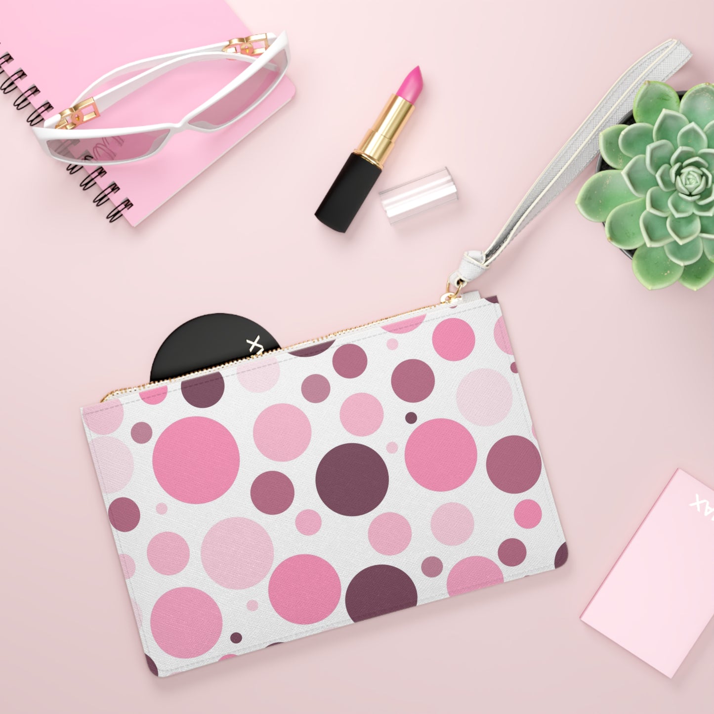 Clutch Bag - Pink Polka Dot