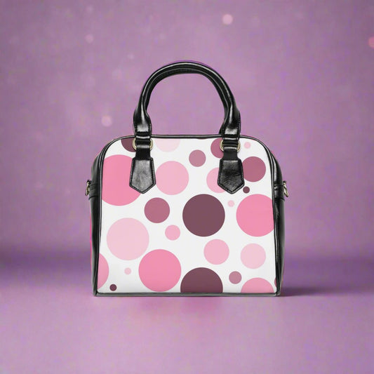 Shoulder Handbag - Pink Polka Dot