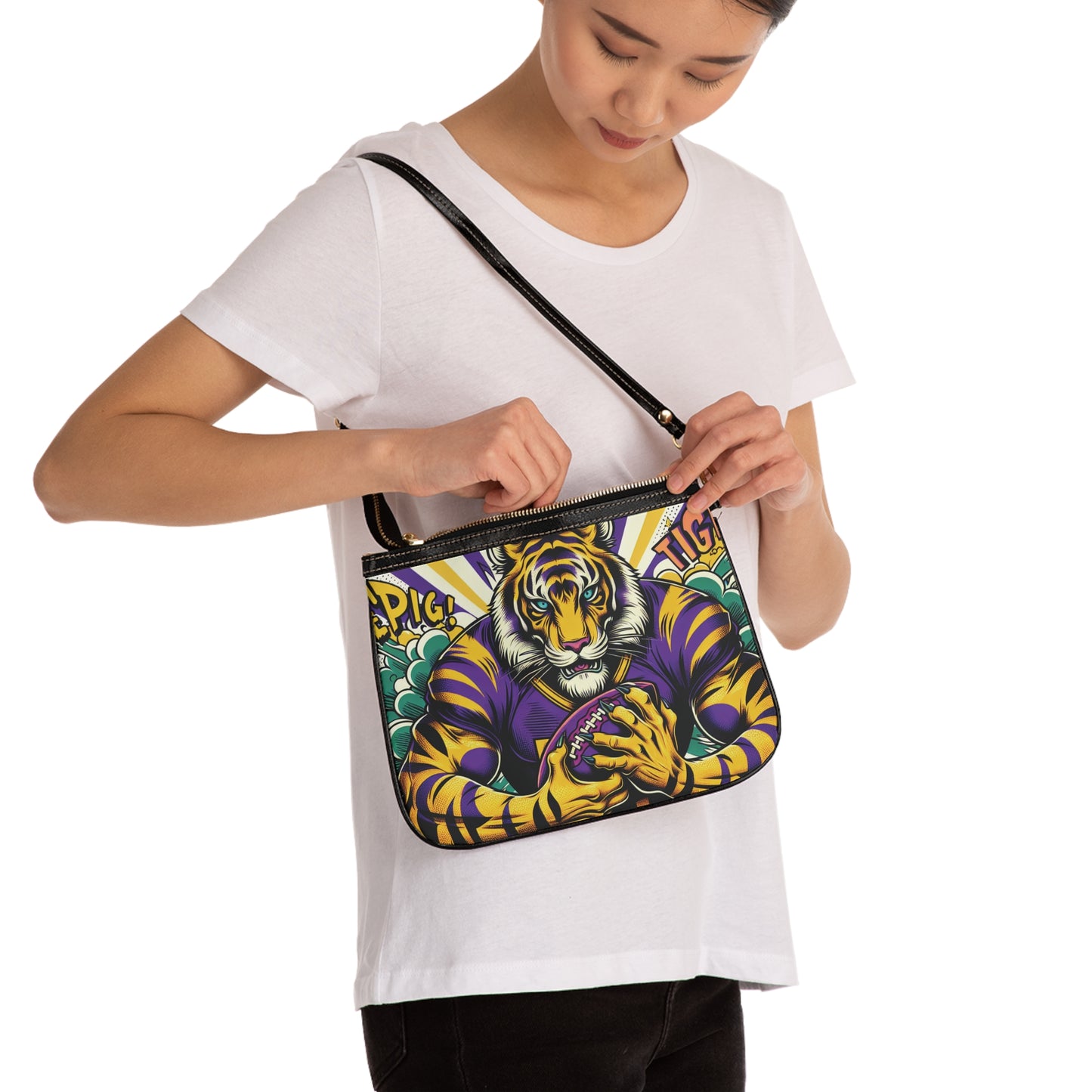 Small Shoulder Bag - Comic Tiger Football Fan Design