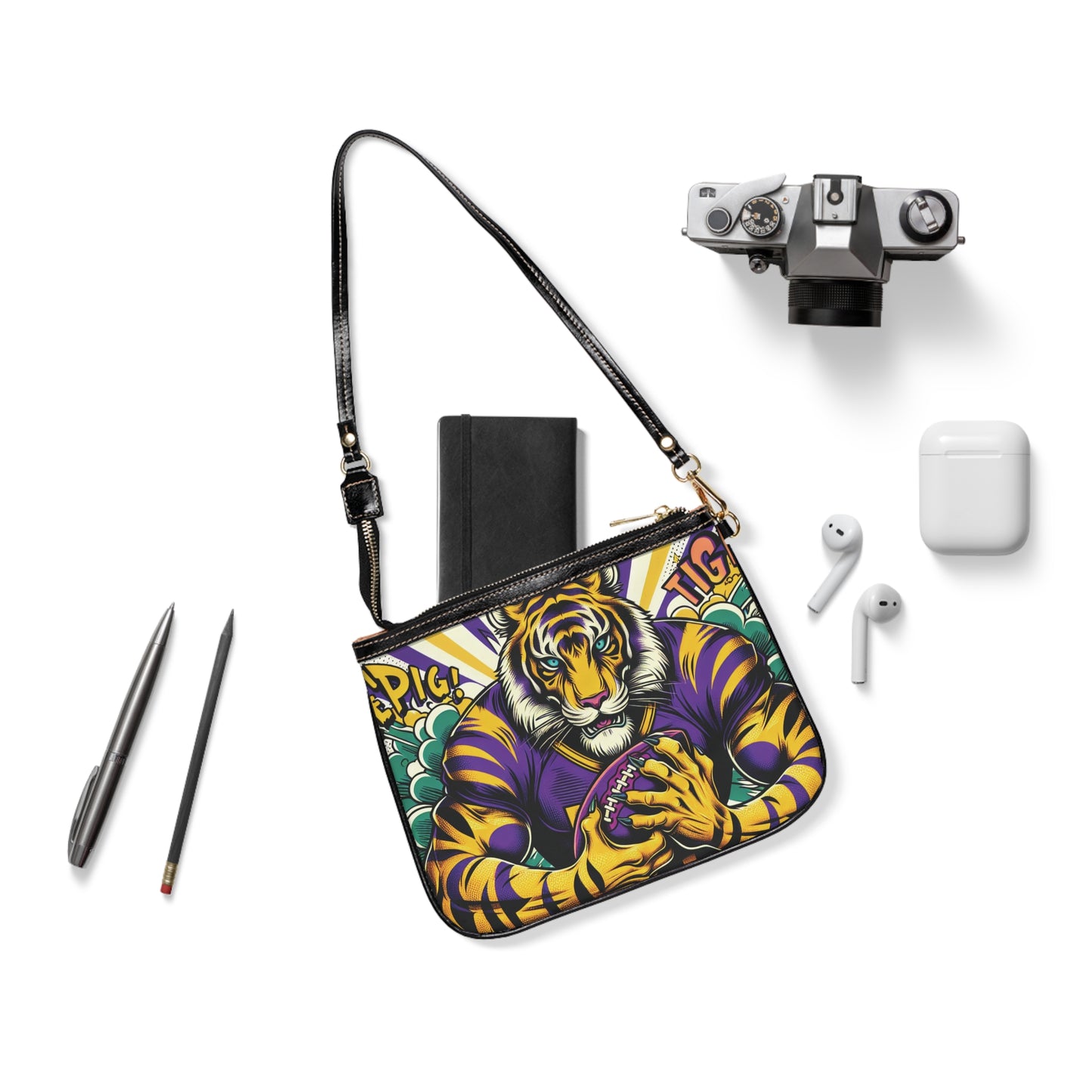 Small Shoulder Bag - Comic Tiger Football Fan Design