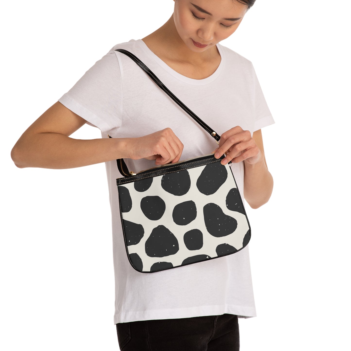 Small Shoulder Bag - Black/White Animal Print