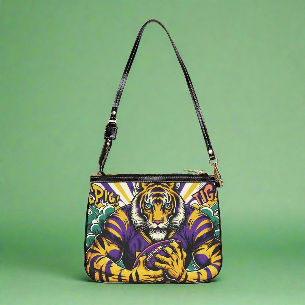 Small Shoulder Bag - Comic Tiger Football Fan Design