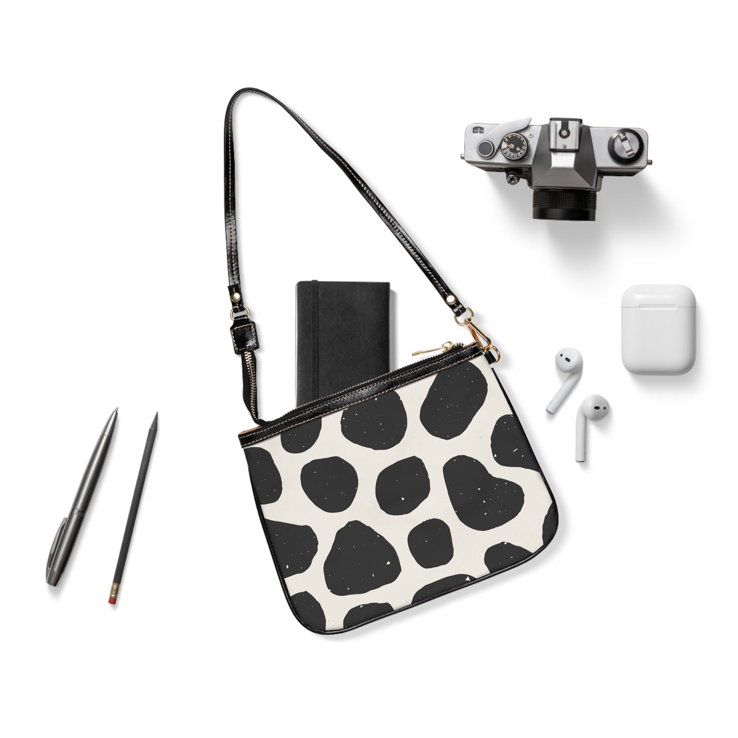 Small Shoulder Bag - Black/White Animal Print