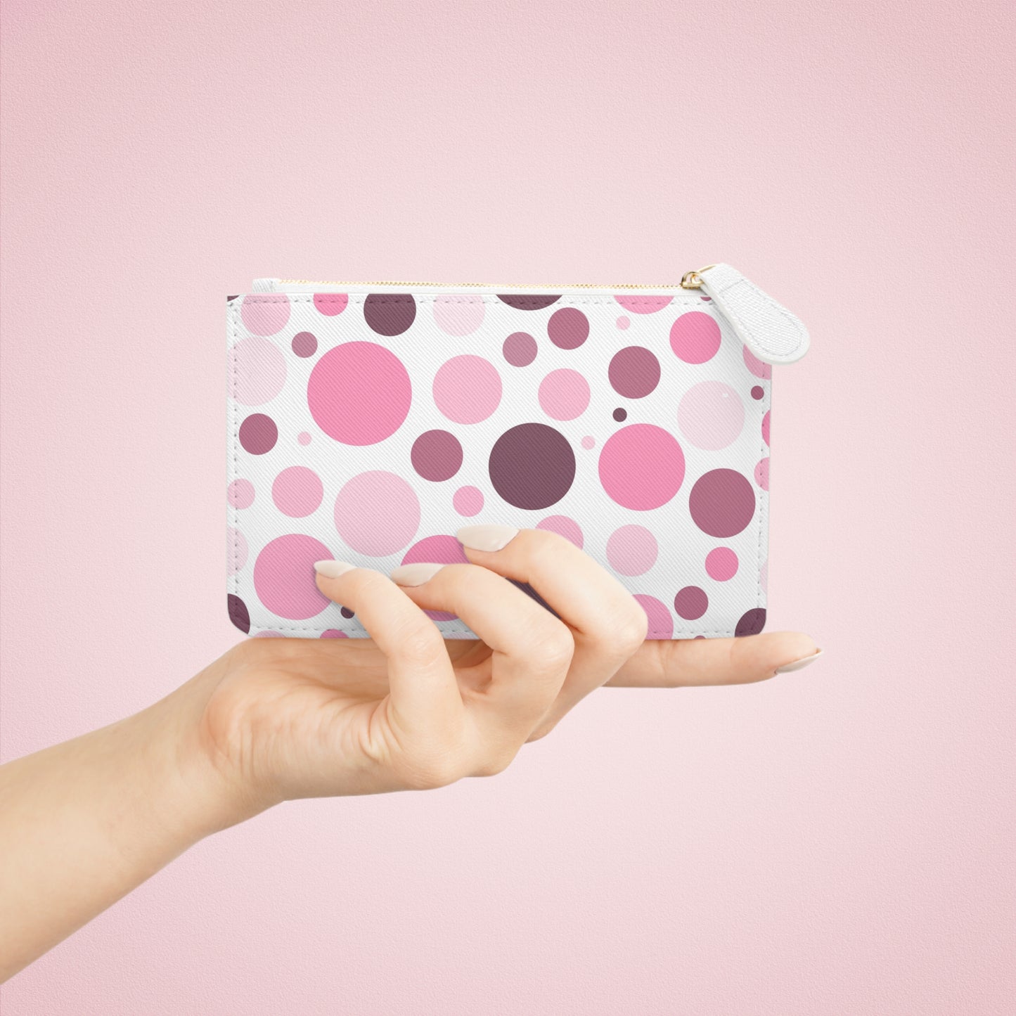 Mini Clutch Bag - Pink Polka Dots