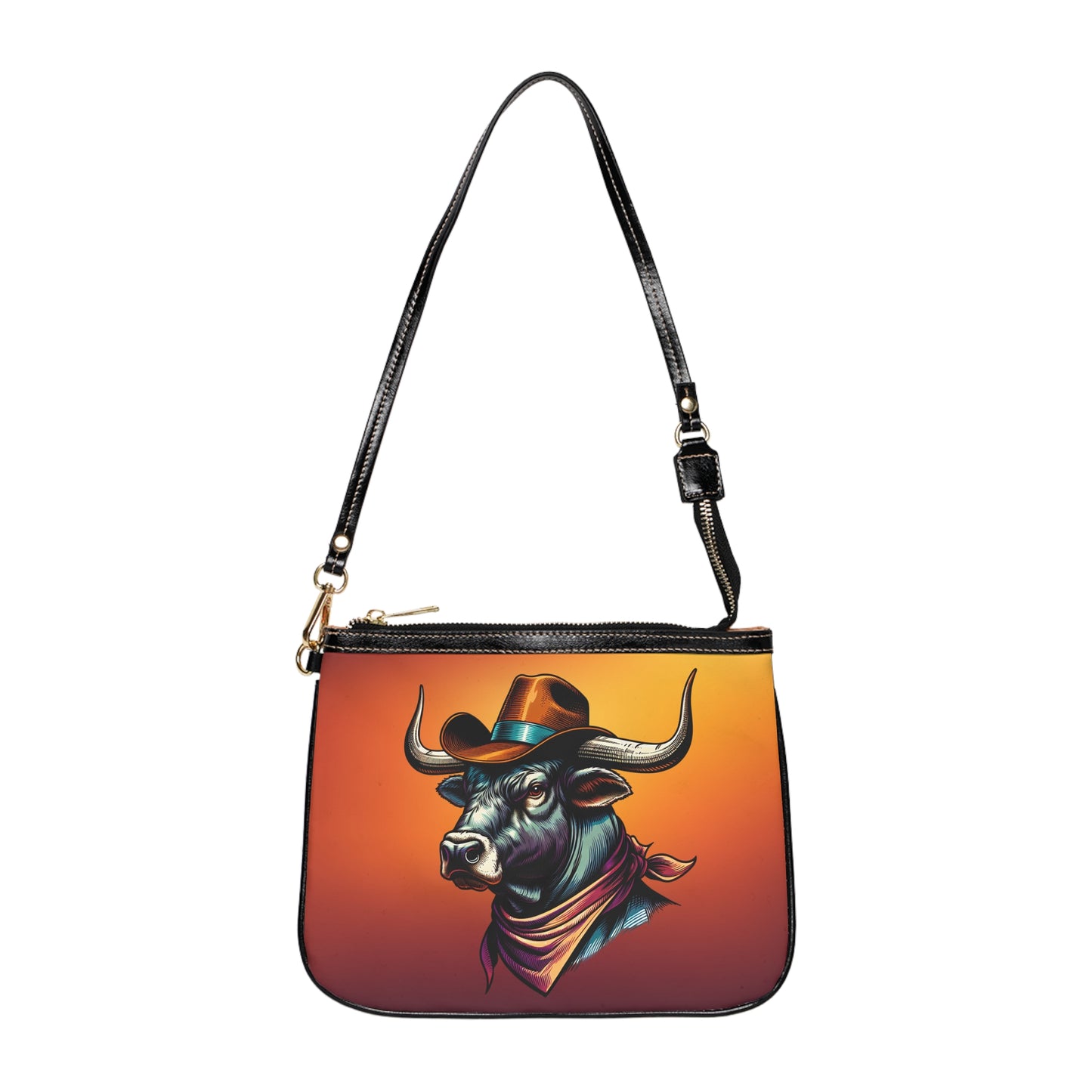 Small Shoulder Bag - Dark Orange with Longhorn