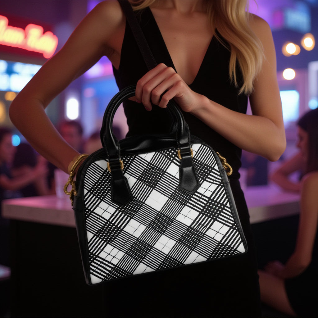 Shoulder Handbag - Plaid