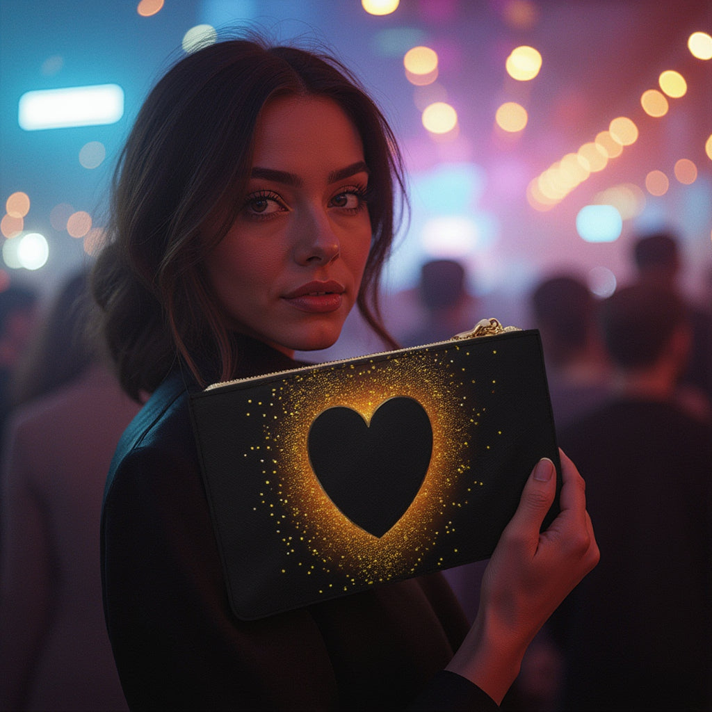 Clutch Bag - Gold Heart