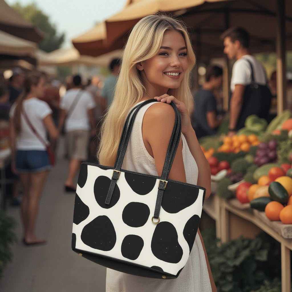 Shoulder Bag - Black/White Animal Print